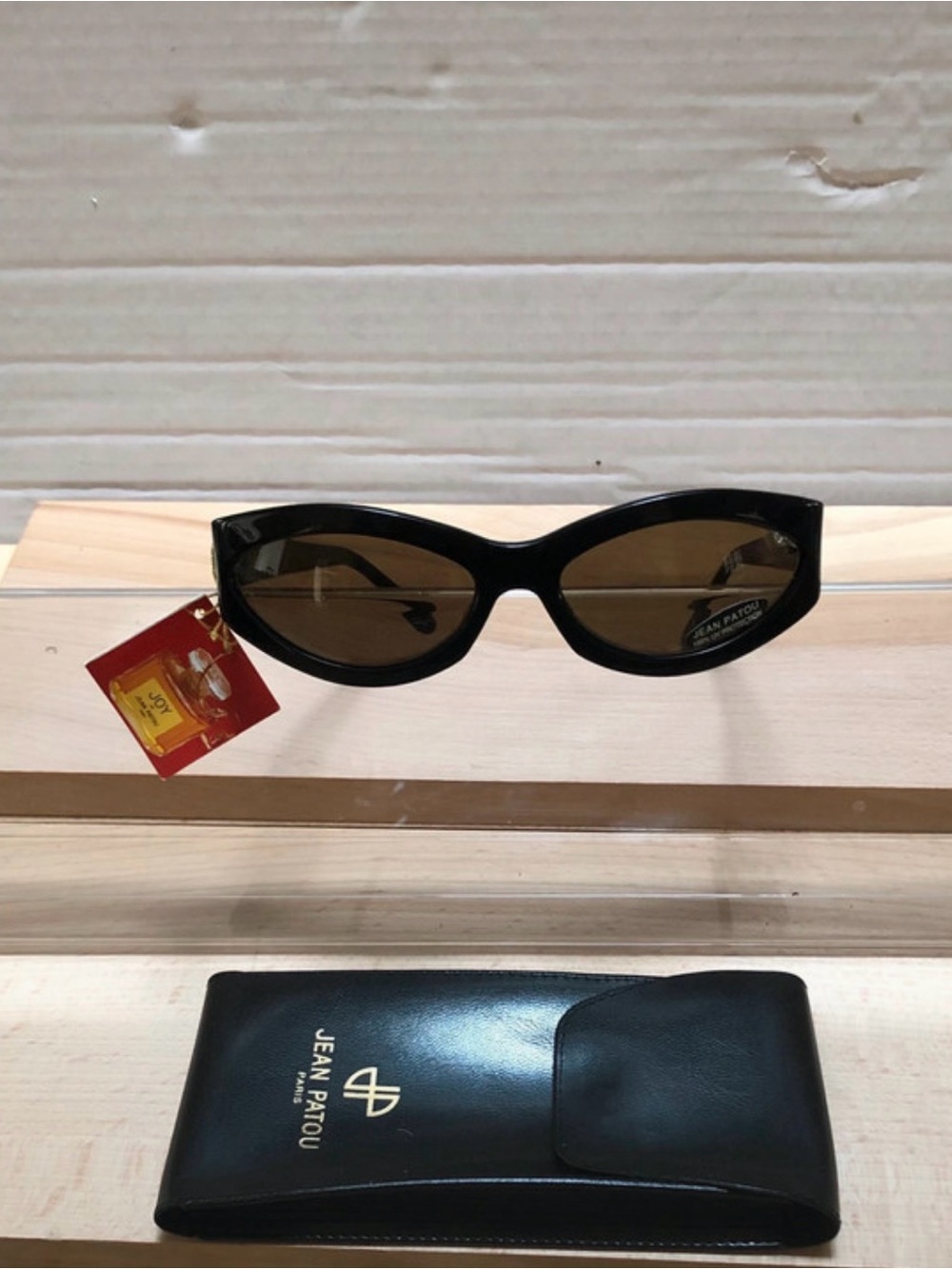 Jean Patou Black Oval Cat-Eye Sunglasses